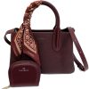 Chrisbella Textured Leather Handbag with Detachable Strap and mini Wallet. Colour: Maroon. dimensions:26x11x18cm