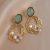 Vintage Style Stainless Steel Jewelry Drop Earrings Zircon Flower Pearl Hollow Earrings